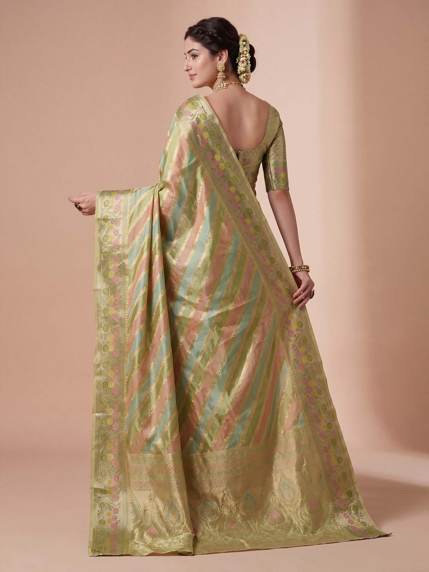 Light Green Organza saree – detail view 1