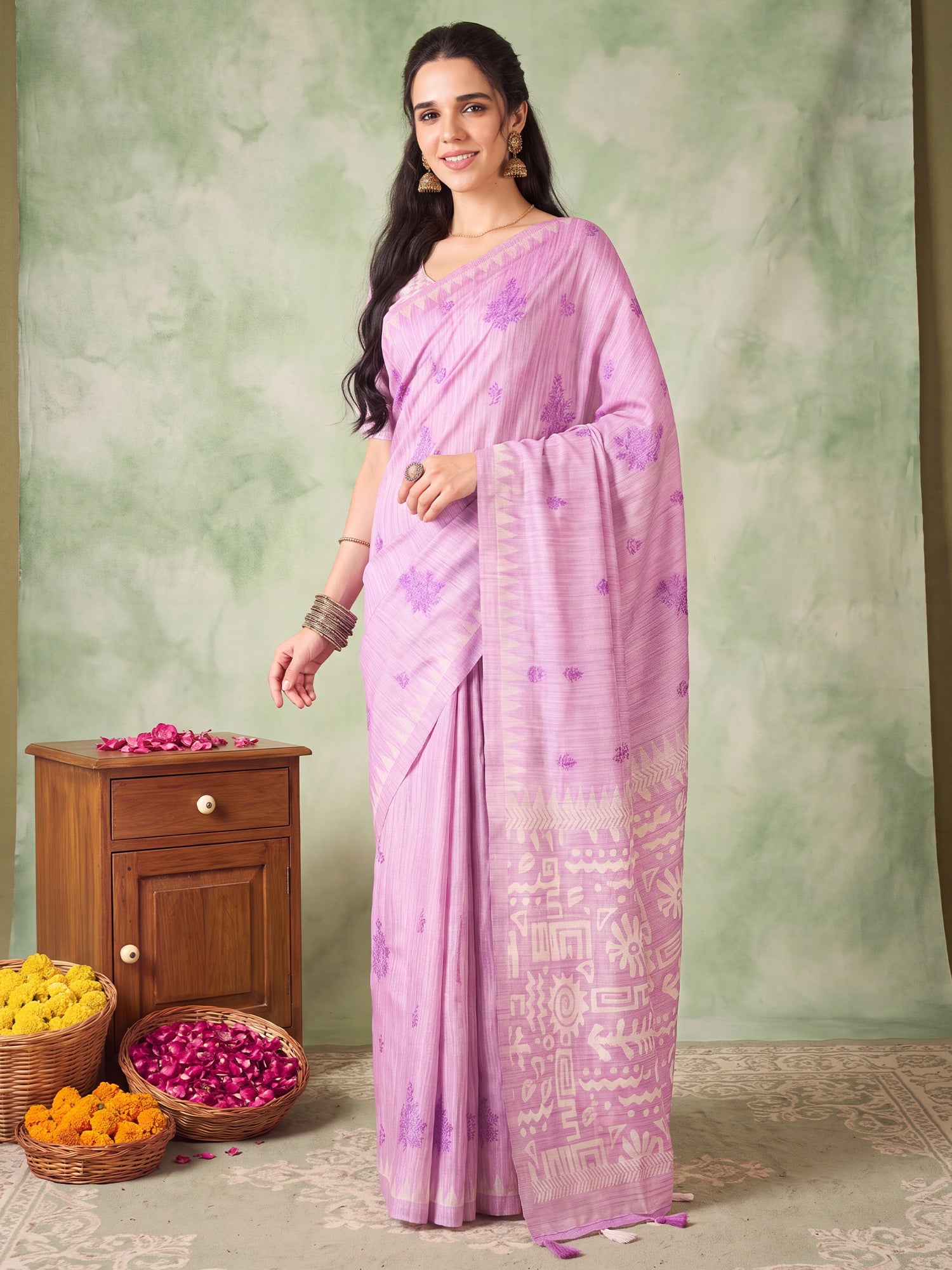 Lavender Silk Blend saree – detail view 2