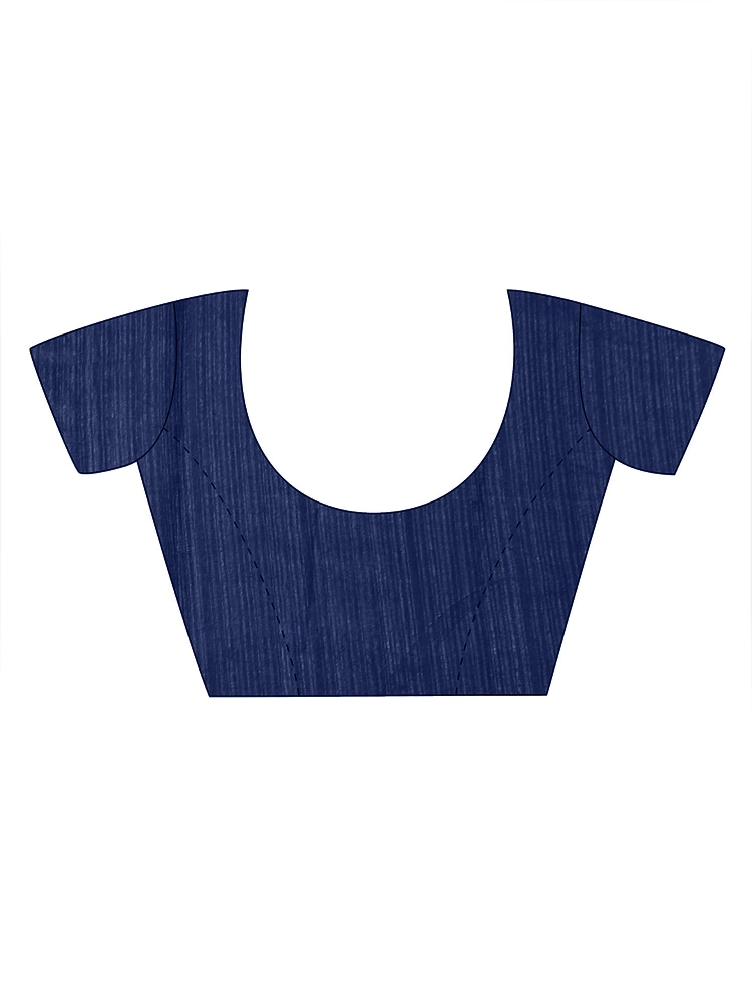 Unstitched navy blue cotton blend blouse piece with solid design
