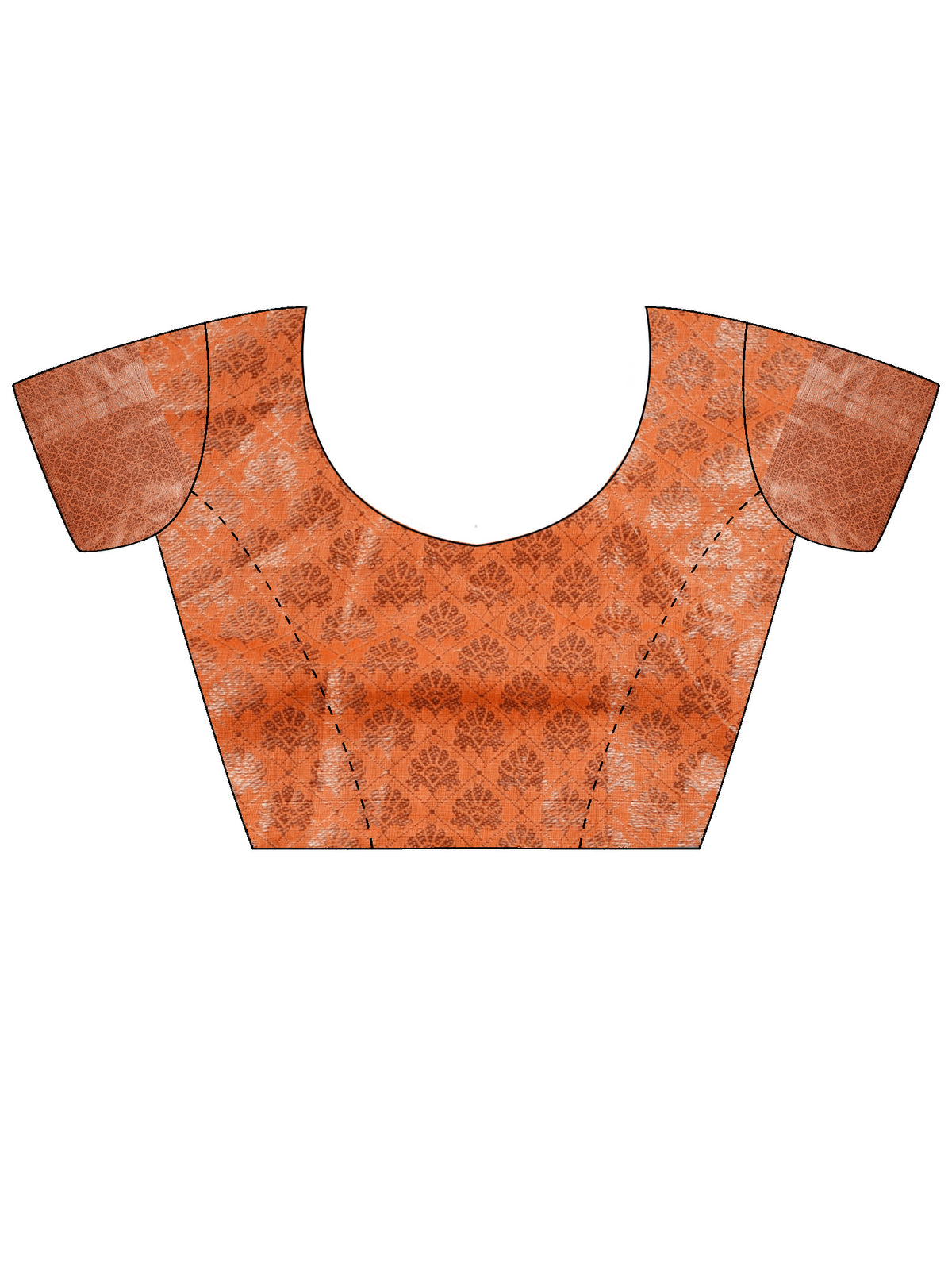 Unstitched orange silk blend blouse piece with woven design design