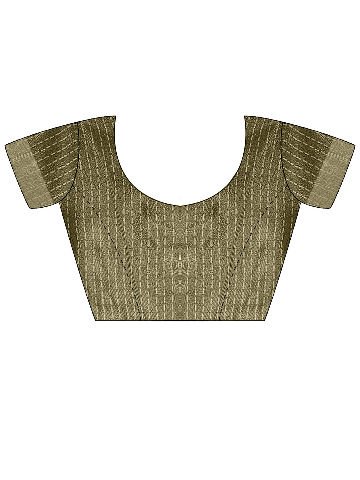 Unstitched olive cotton silk blouse piece with ethnic motif design
