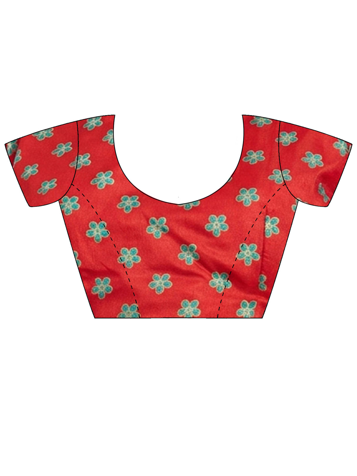 Unstitched red silk blend blouse piece with ethnic motif design