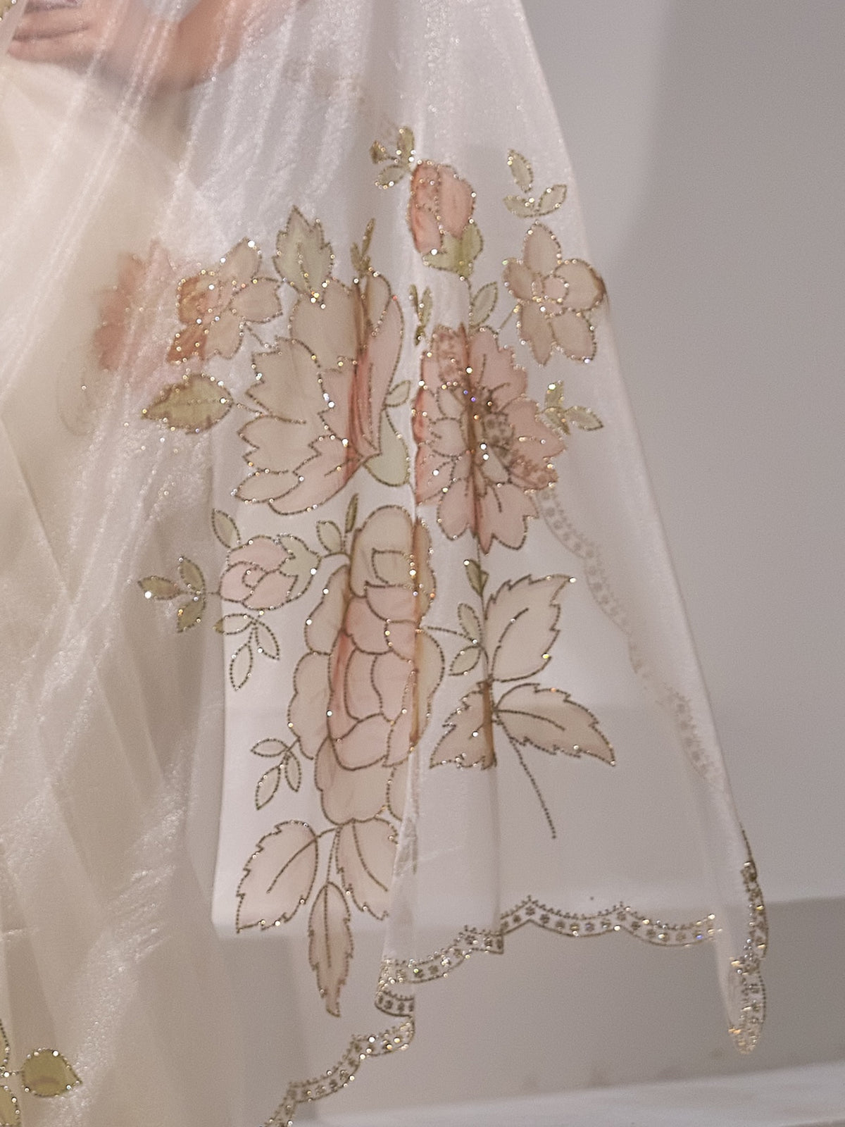 White organza saree view 5