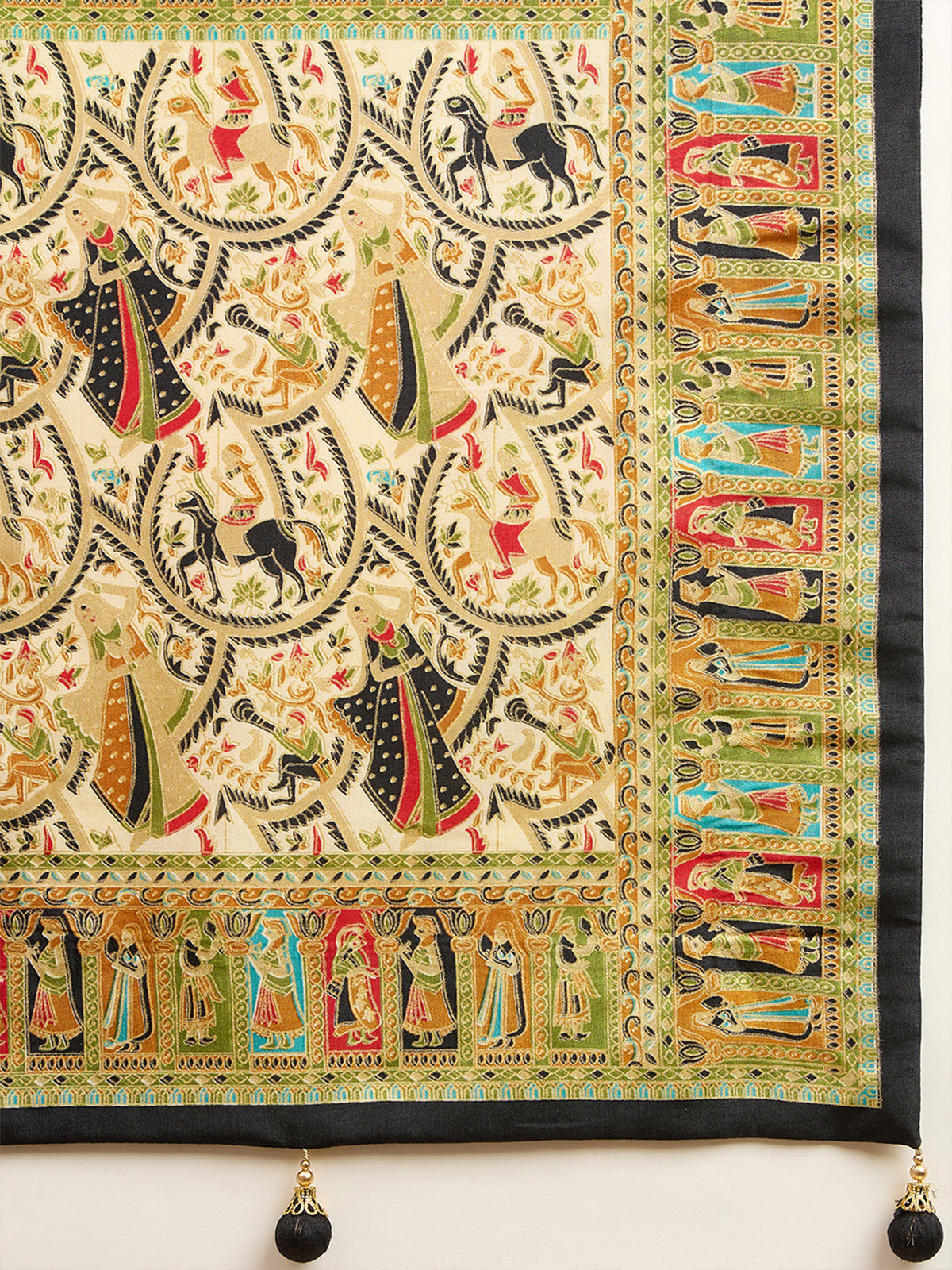 Cream Silk Blend saree – detail view 5