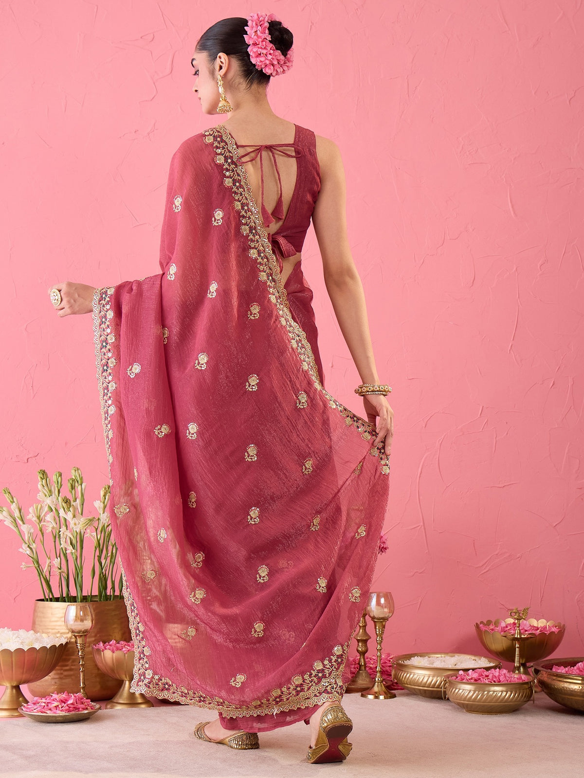 Mauve Tissue saree – detail view 1