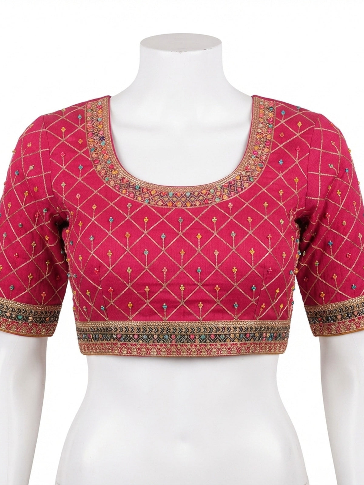 Teal Blue Vichitra Silk saree – detail view 2