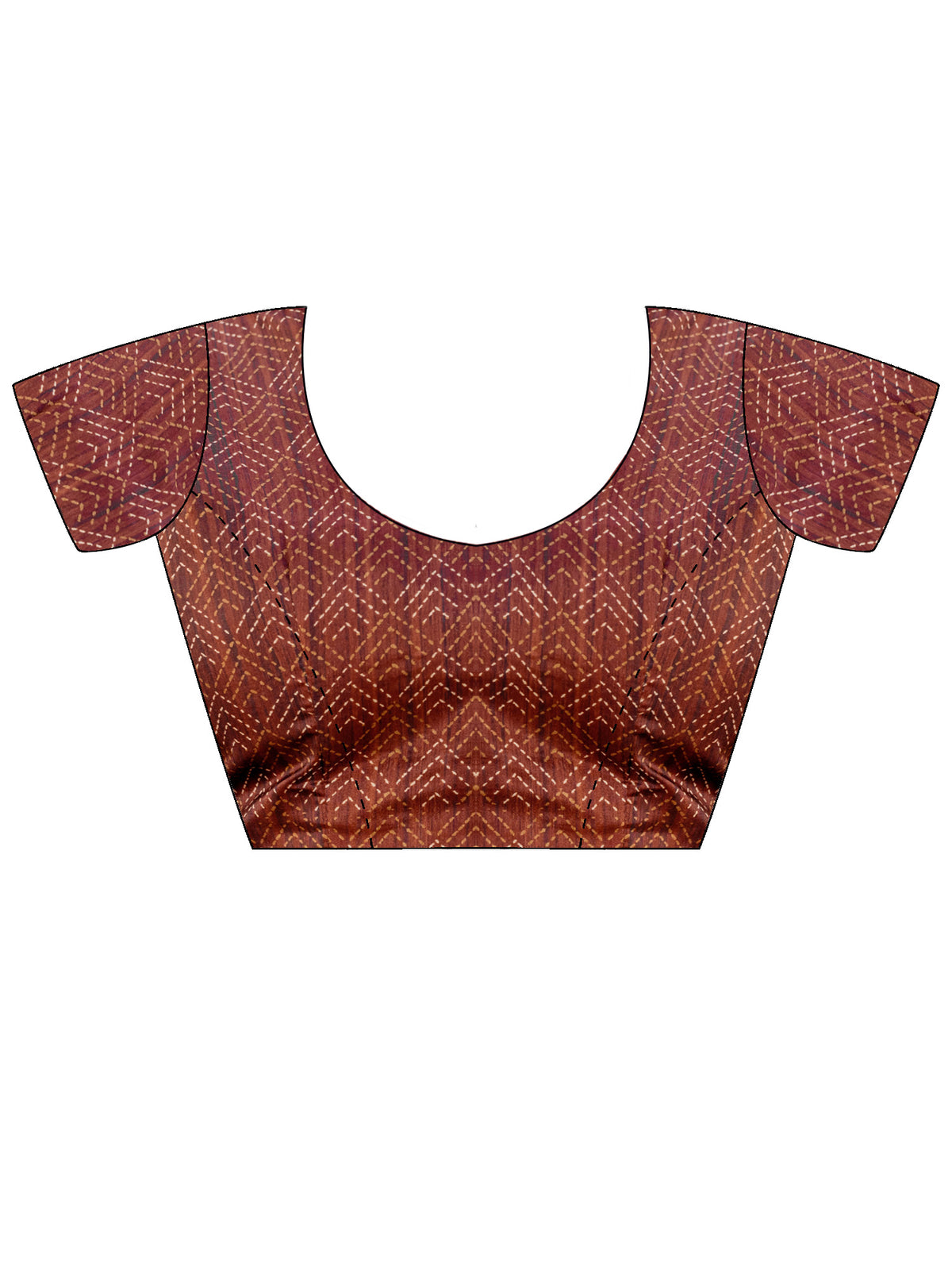 Unstitched brown silk blend blouse piece with ethnic motif design