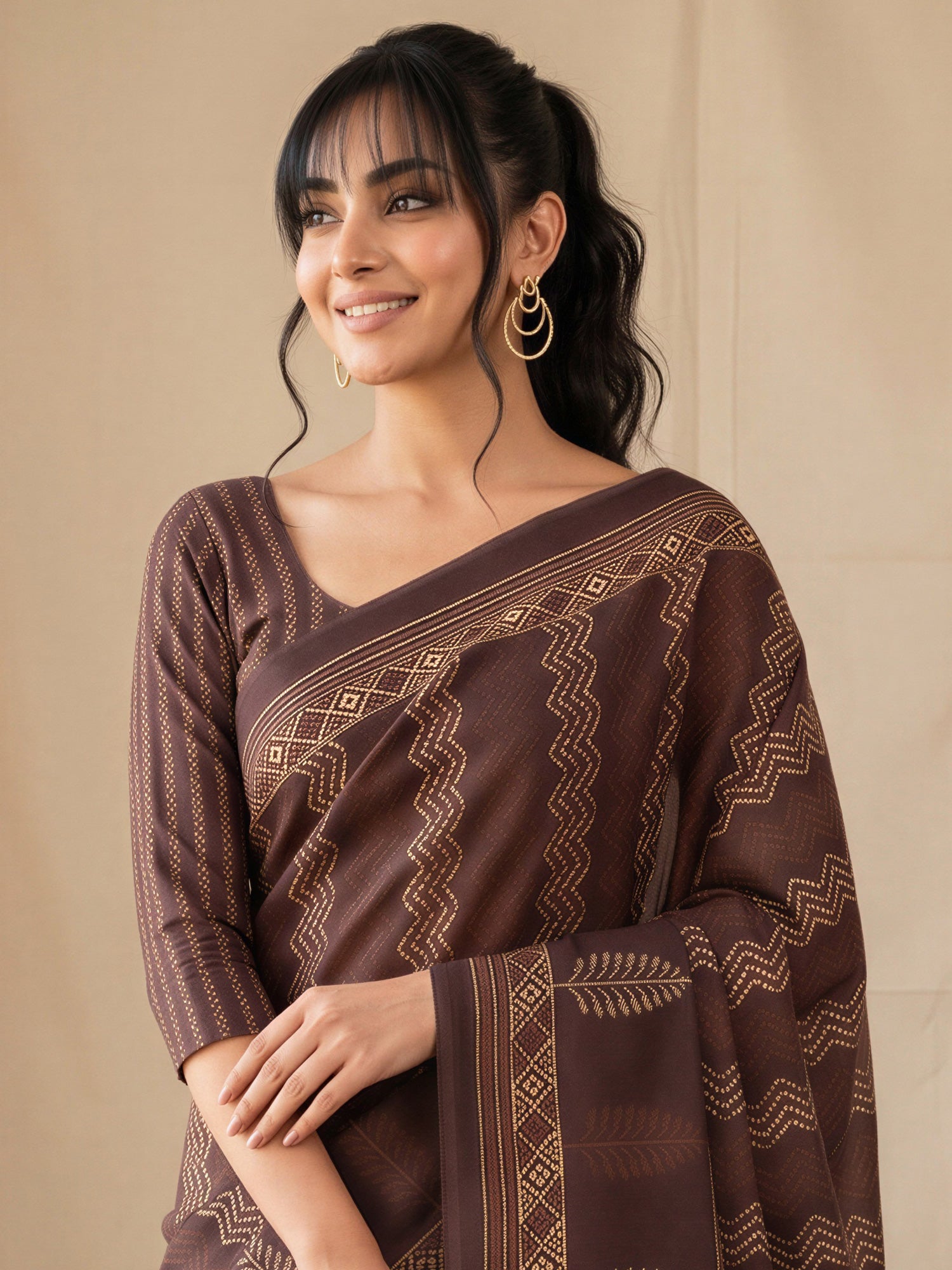 Brown Silk Blend saree – detail view 4