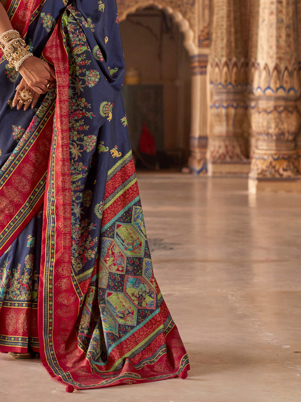 Navy Blue Silk Blend saree – detail view 4