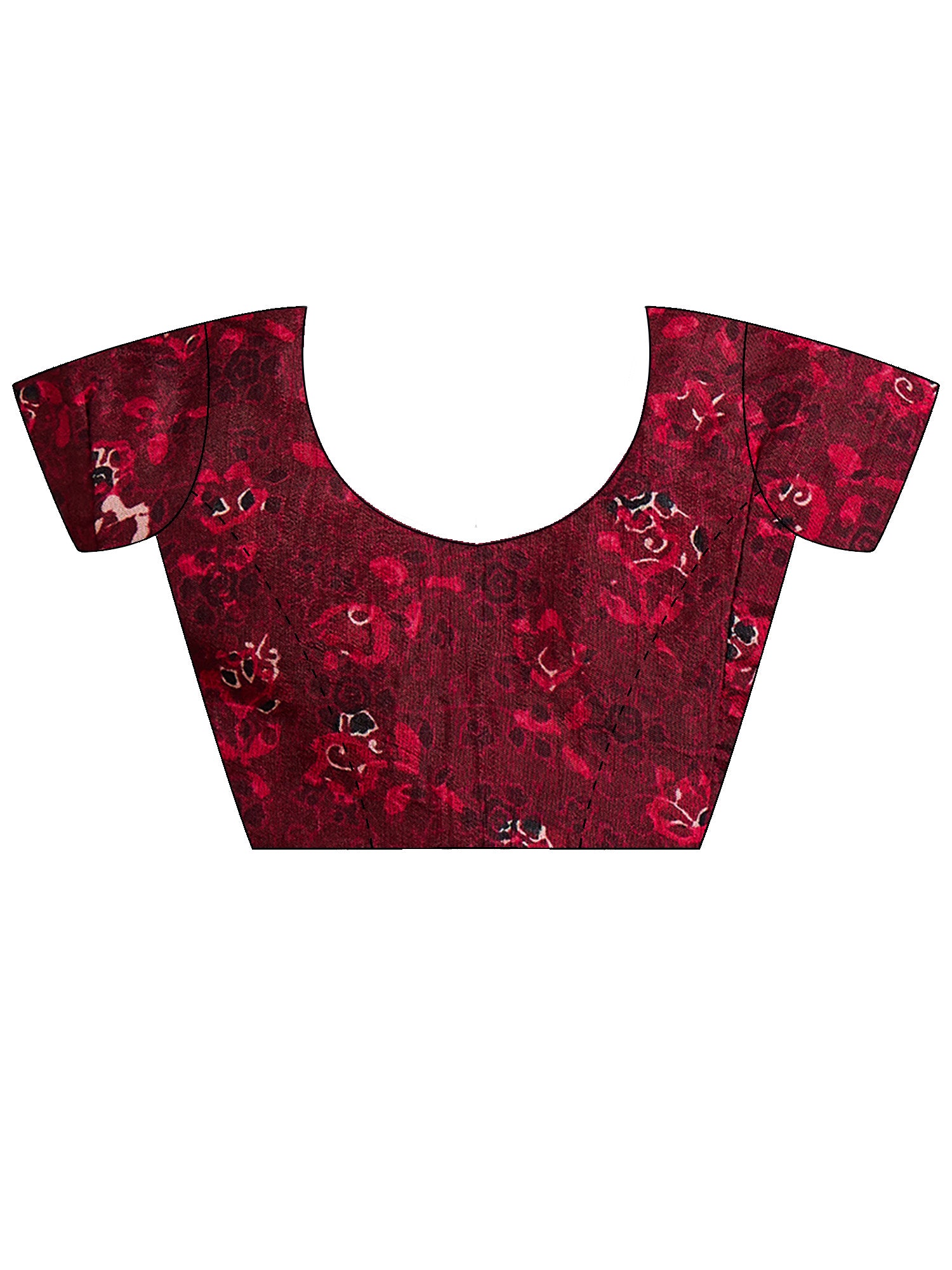 Unstitched maroon viscose silk blouse piece with ajrak design