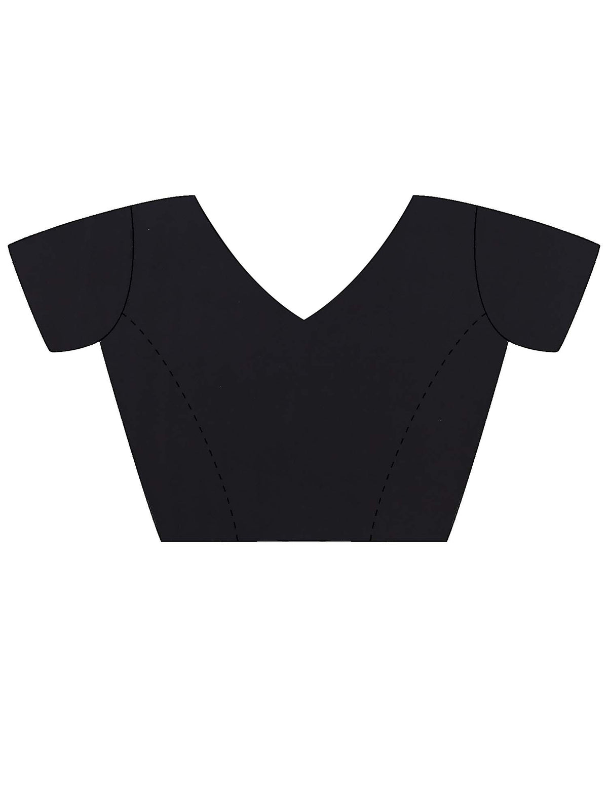 Unstitched black satin blouse piece with solid design