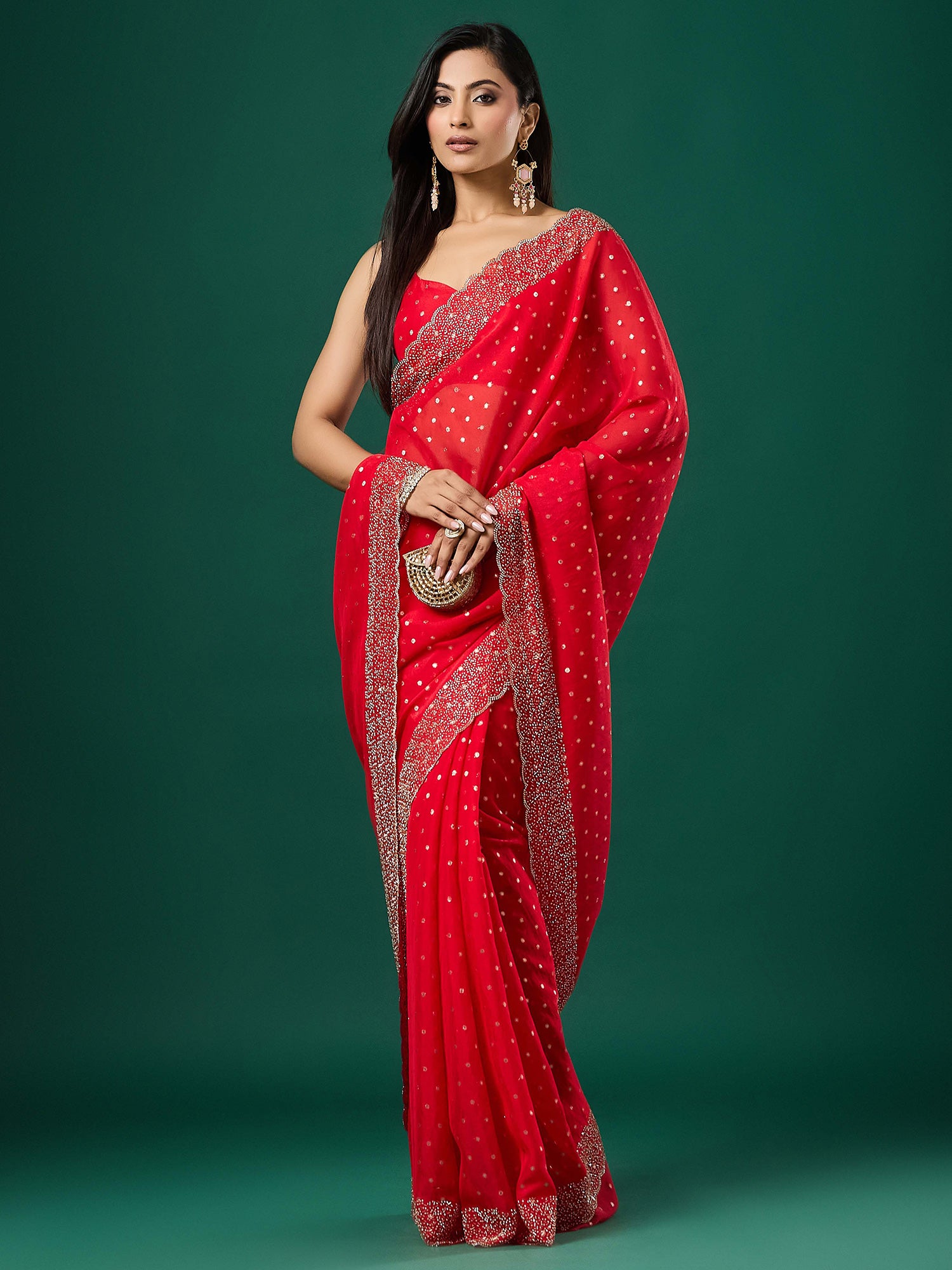 Red Silk Blend saree – detail view 3