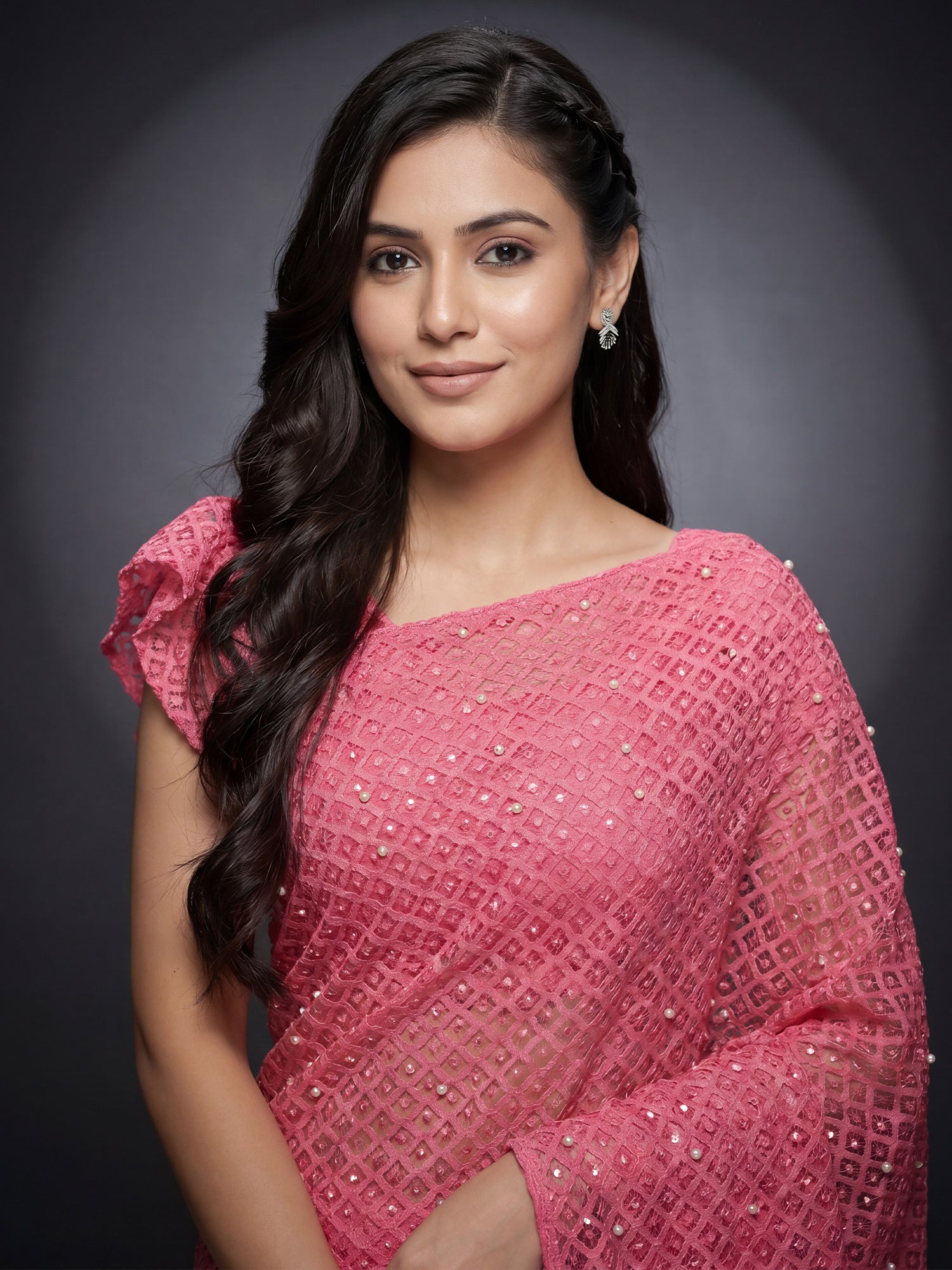 Pink Brasso saree – detail view 4