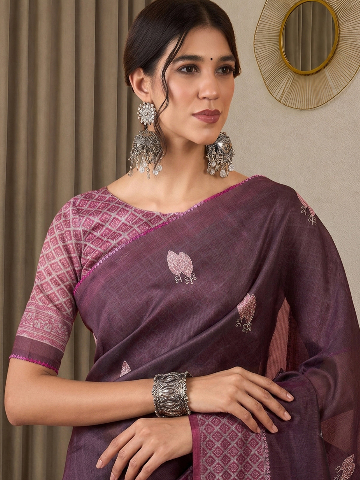 Mauve Silk Blend saree – detail view 3