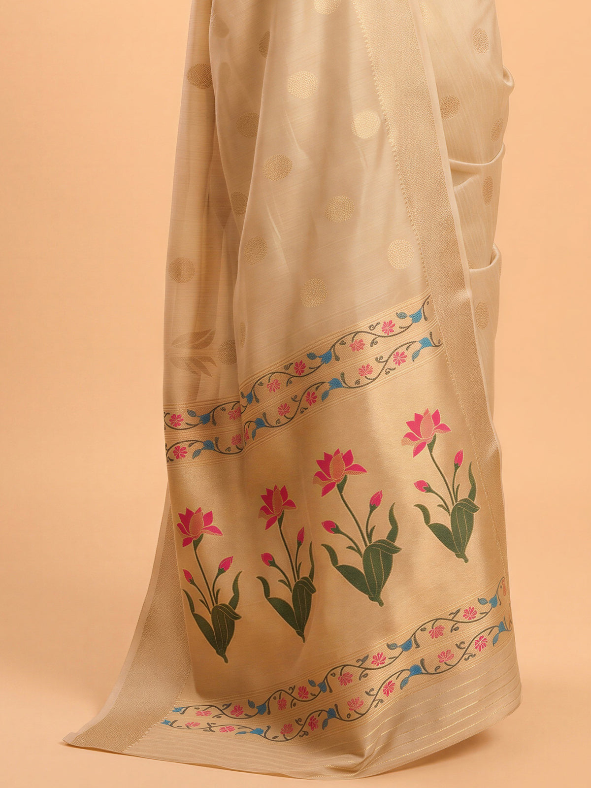 Cream Tissue saree – detail view 5