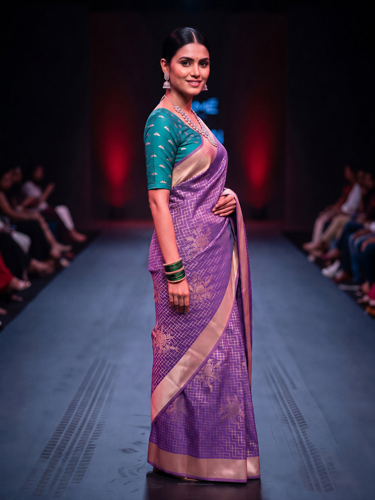 Purple Silk Blend saree – detail view 2