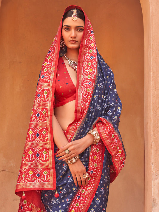 Navy Blue Silk Blend saree – detail view 1