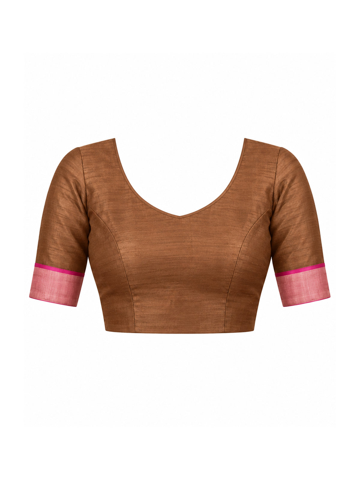 Unstitched brown soft silk blouse piece with solid design