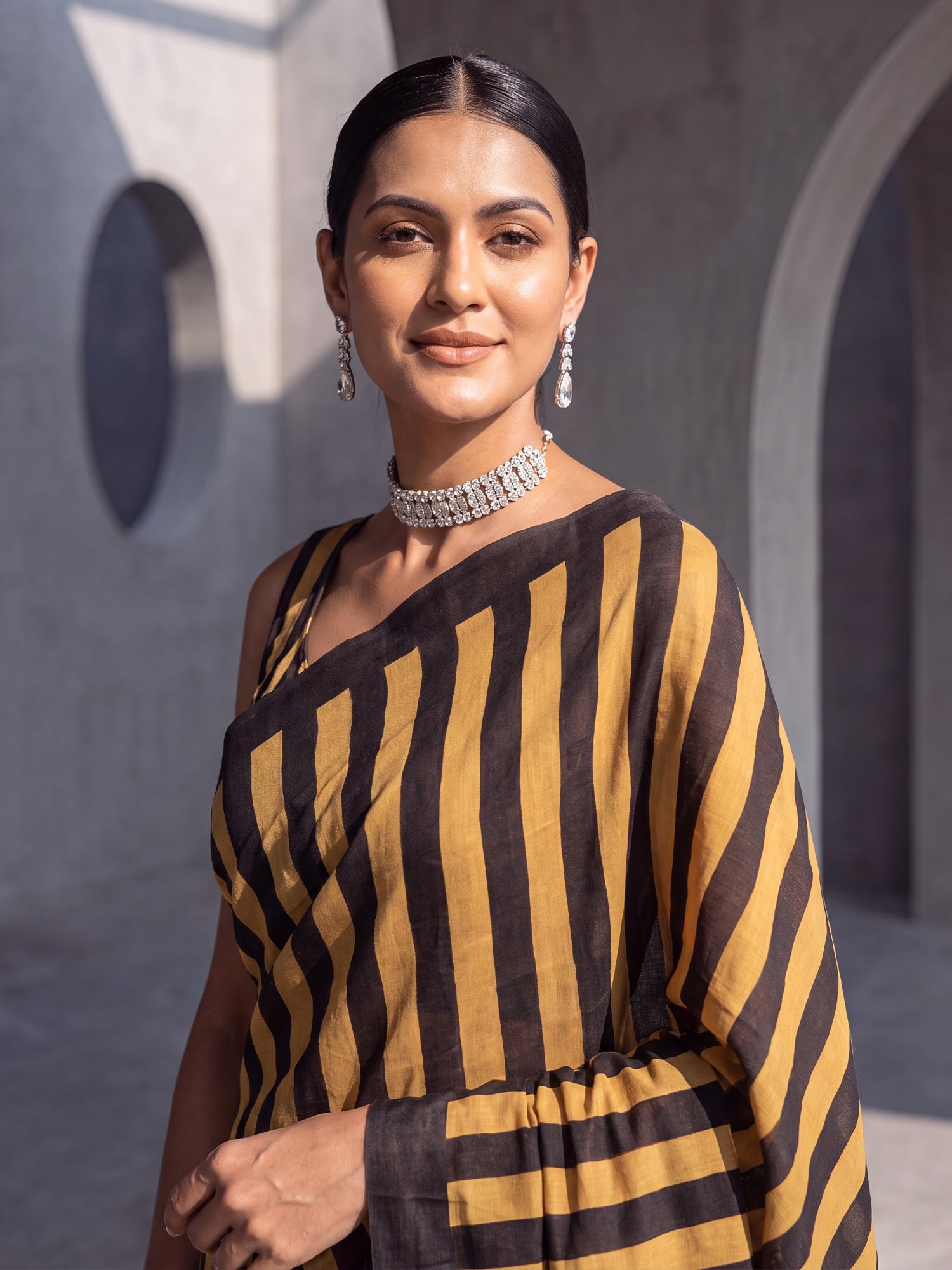 Mustard Cotton saree – detail view 4