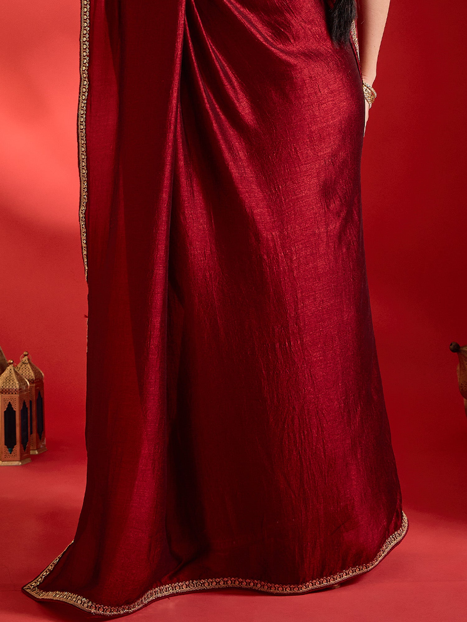 Maroon Vichitra Silk saree – detail view 5