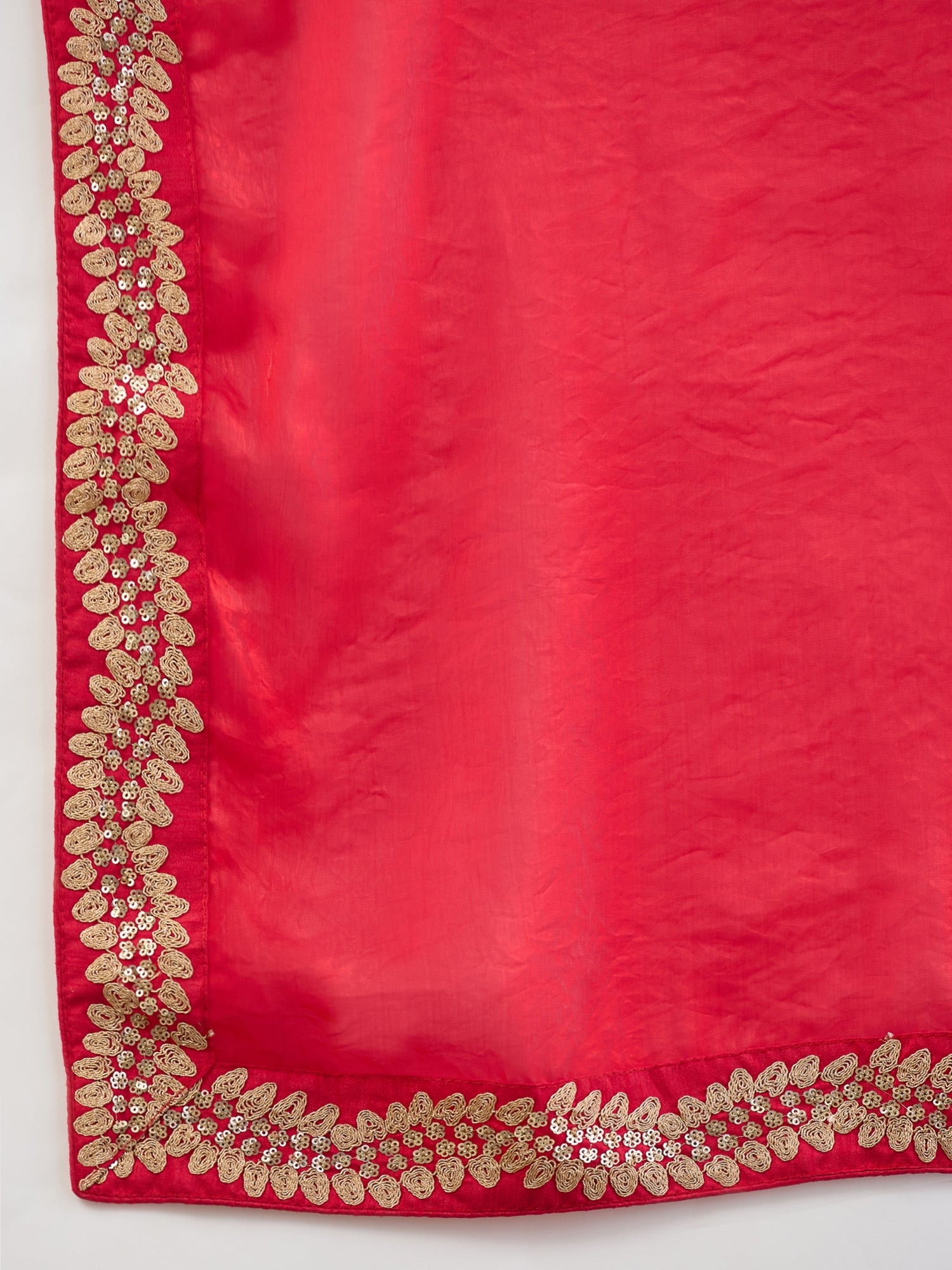 Red Satin saree – detail view 5