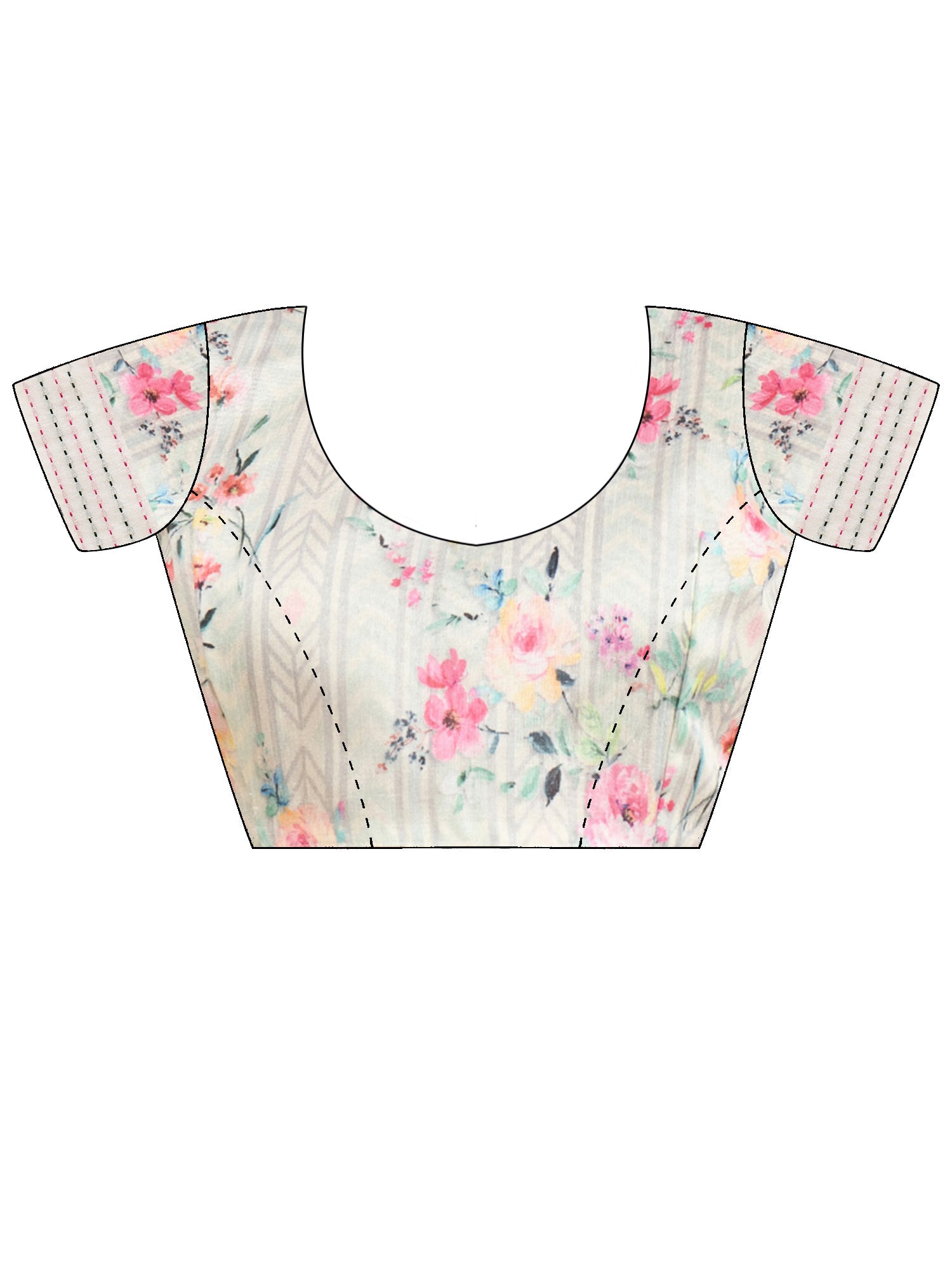 Unstitched off white silk cotton blouse piece with botanical design
