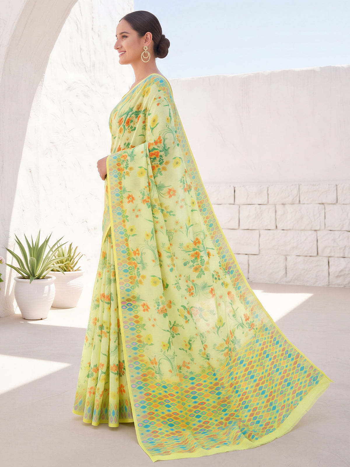 Light Green Cotton Linen saree – detail view 2