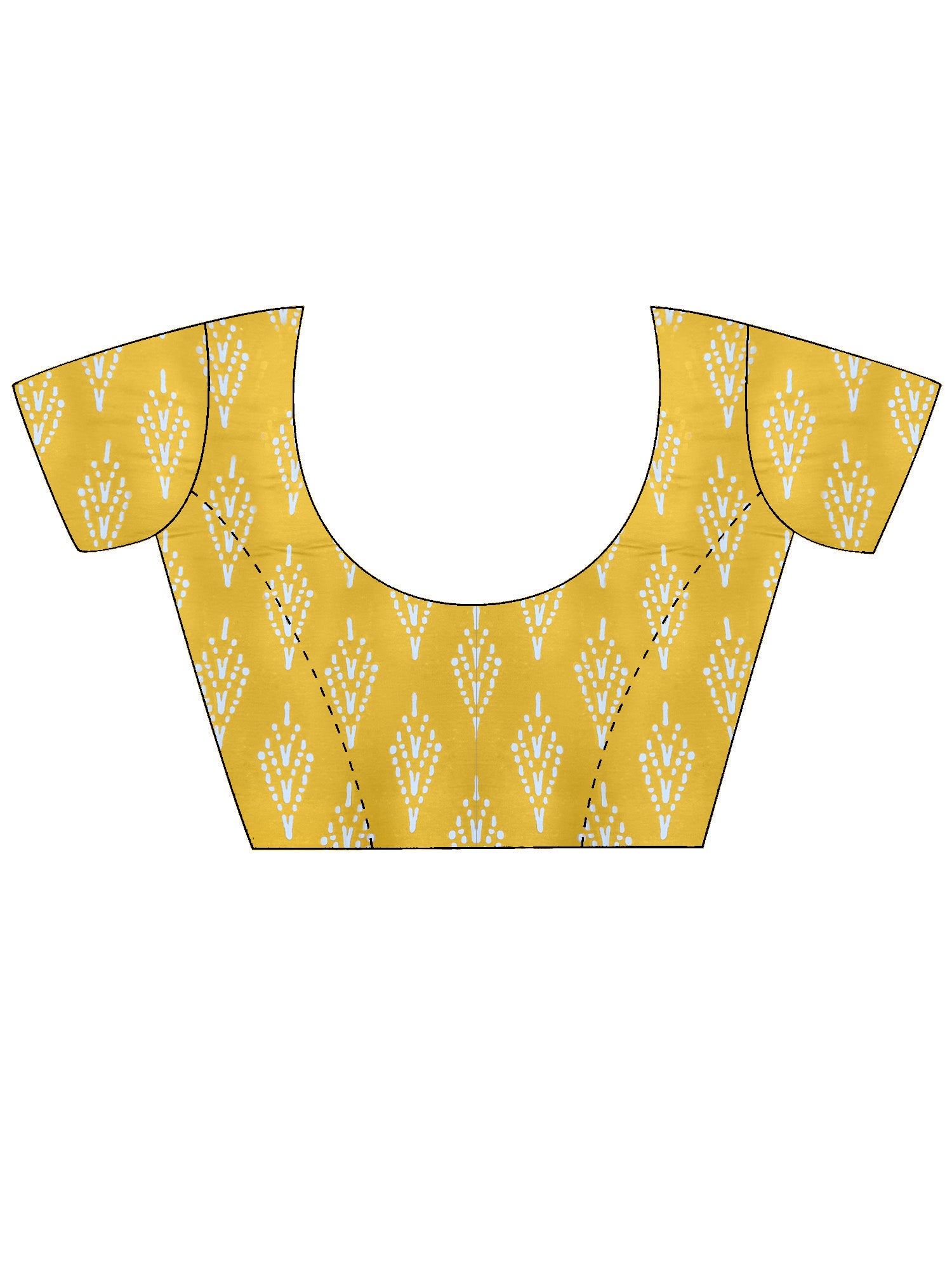 Unstitched mustard cotton blouse piece with ethnic motif design