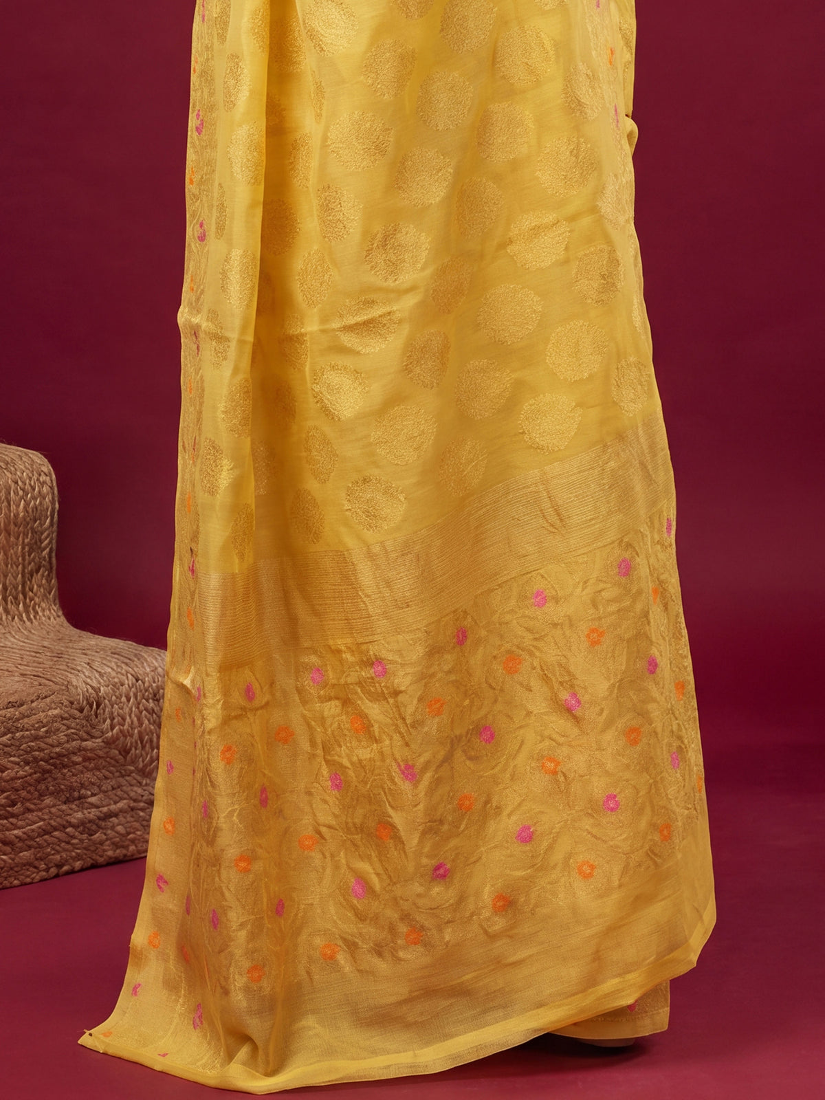 Yellow Silk Blend saree – detail view 5