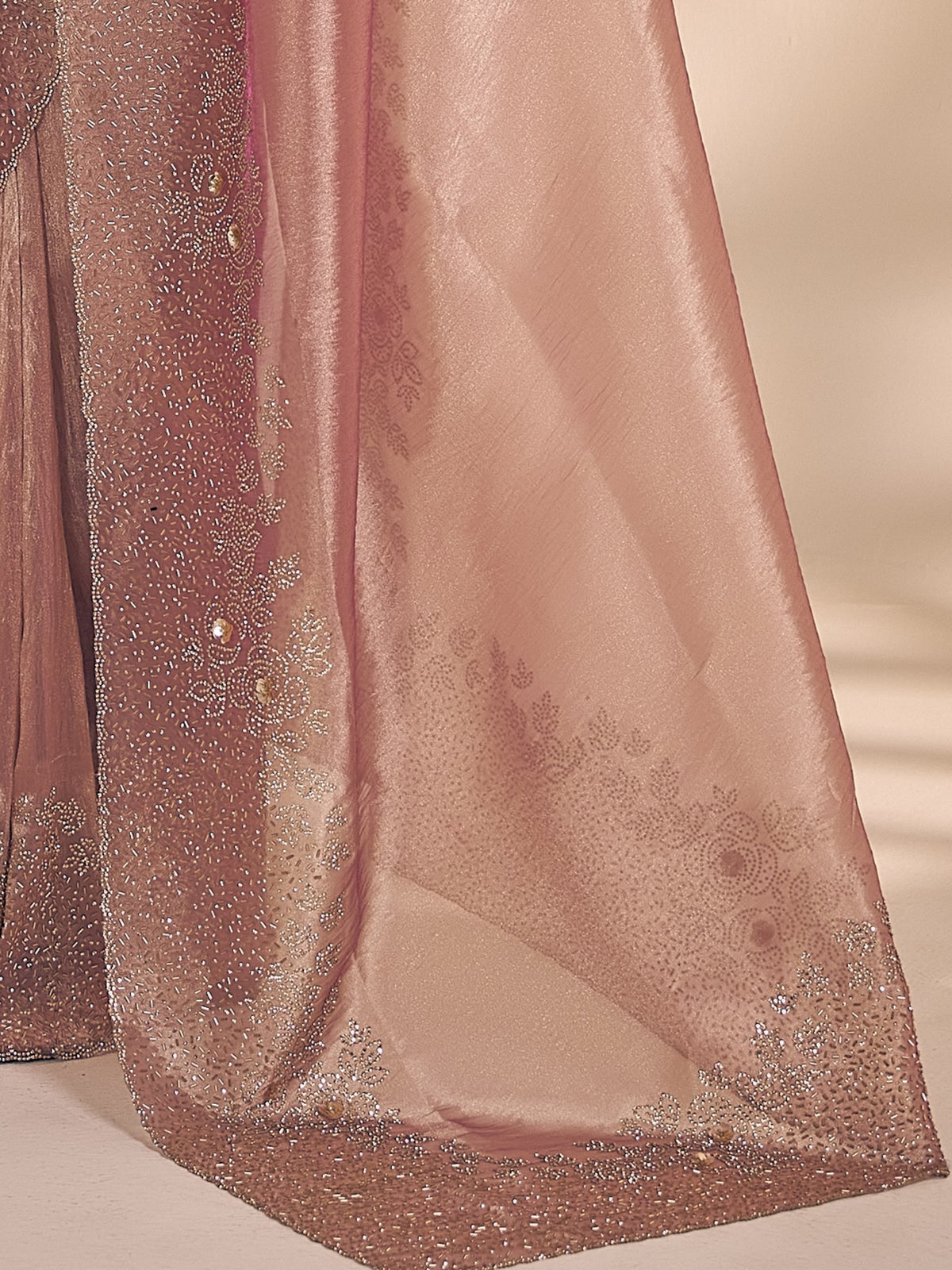 Mauve organza saree view 6