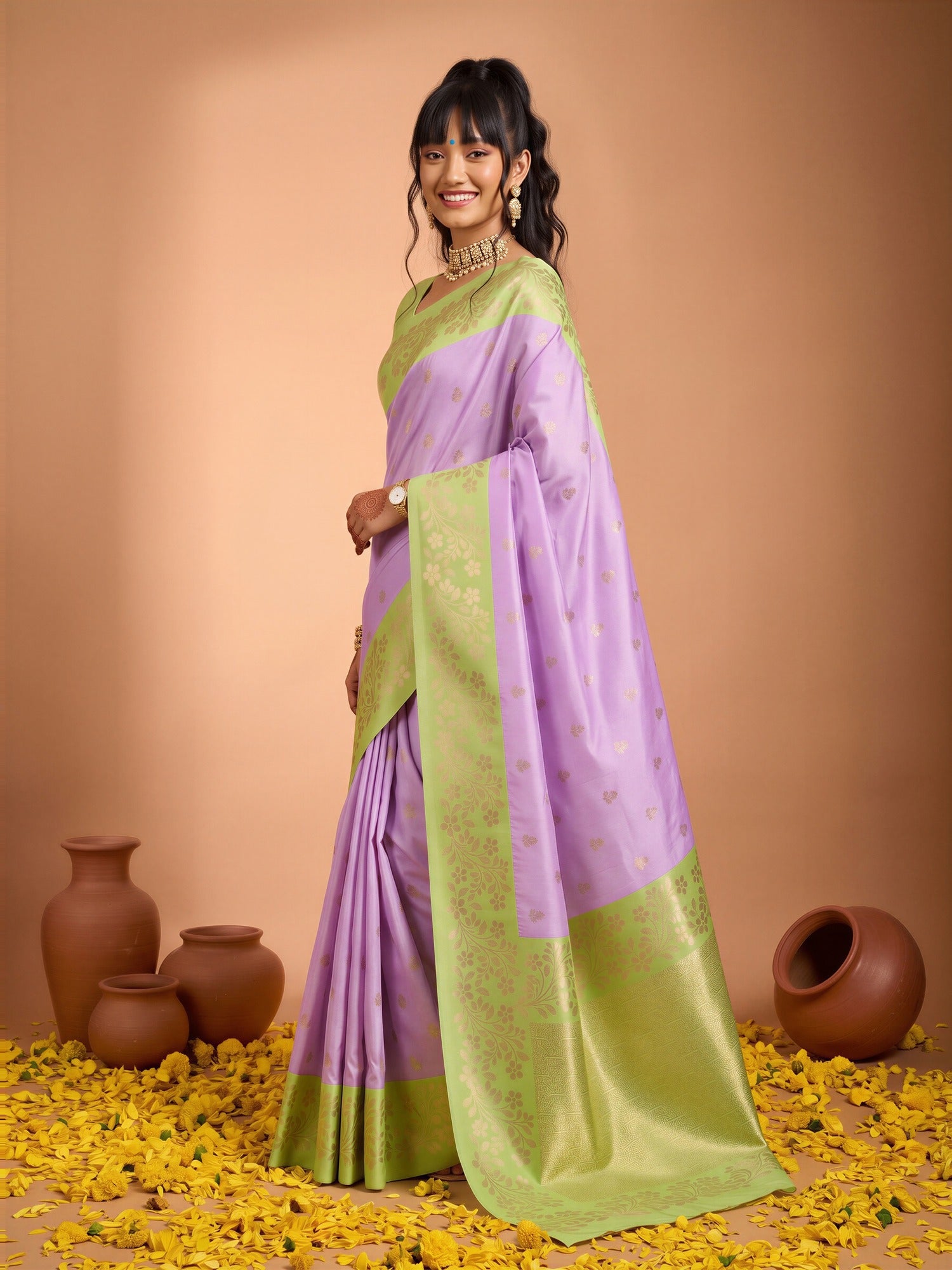 Purple Cotton Blend saree – detail view 2