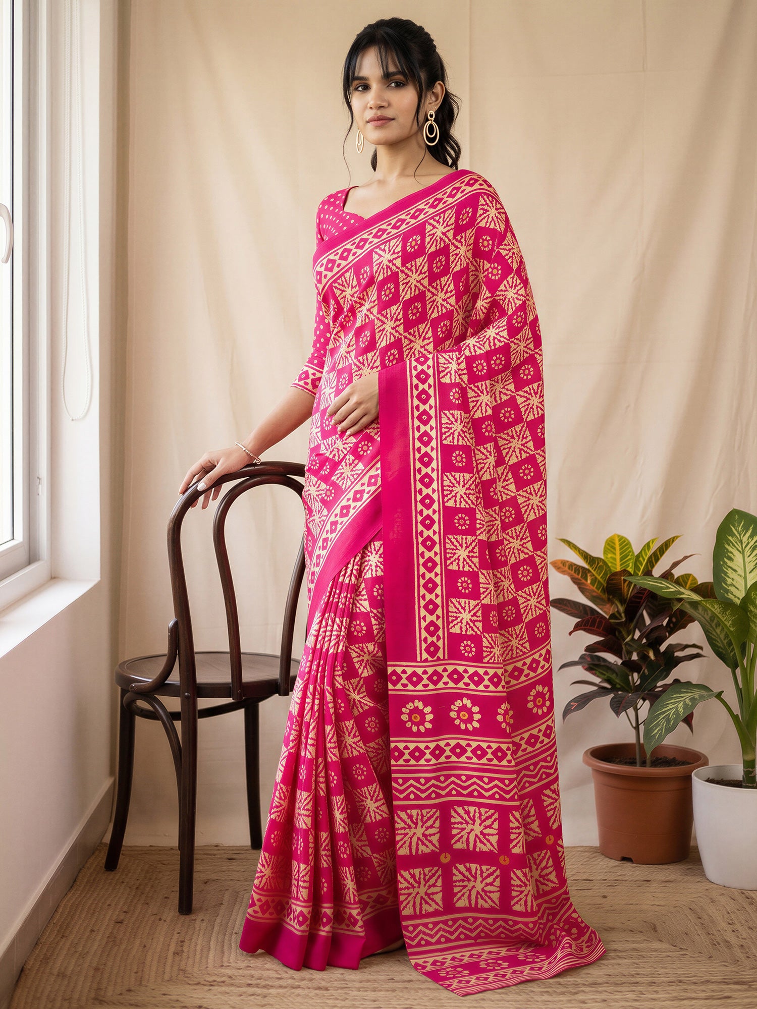 Pink Cotton Blend saree – detail view 2