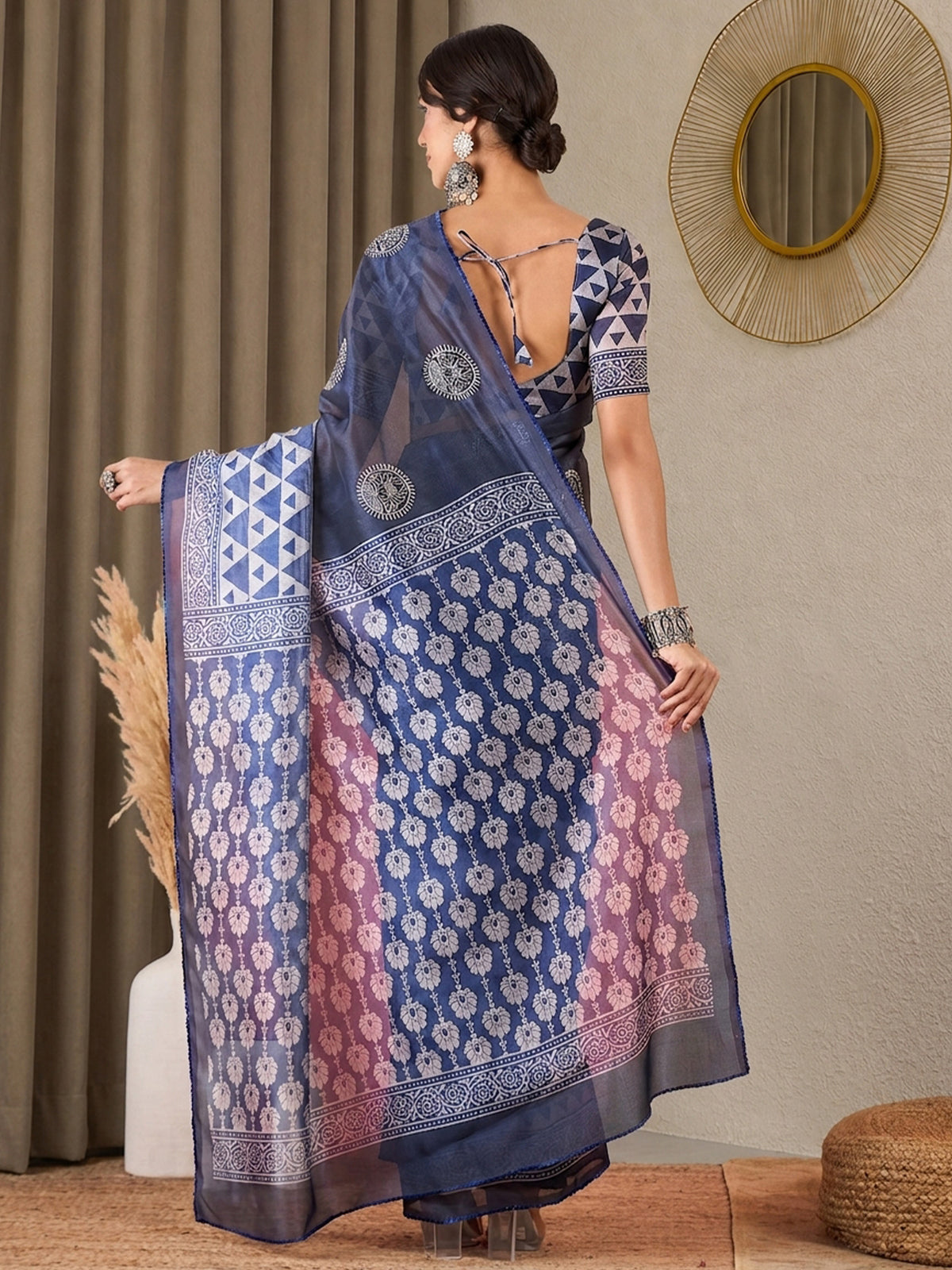 Indigo Silk Blend saree – detail view 1
