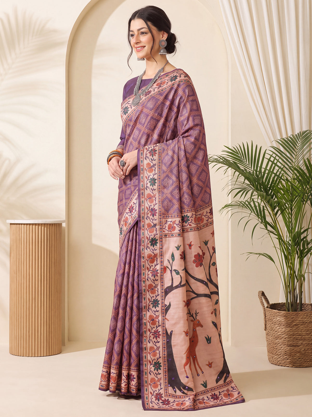 Purple Silk Blend saree – detail view 2