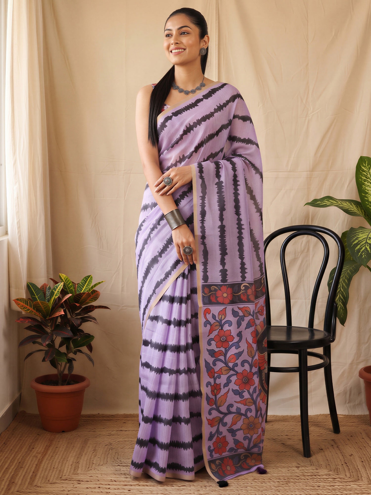Lavender Cotton Blend saree – detail view 3