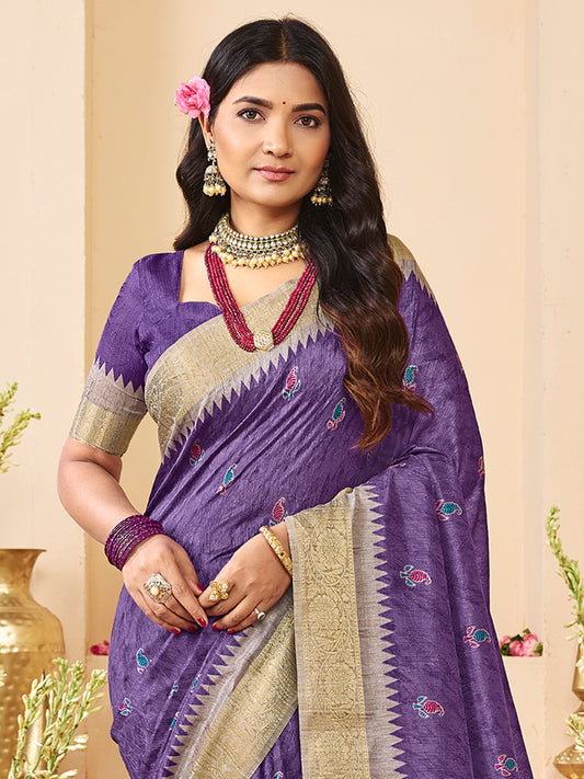 Purple Silk Blend saree – detail view 3