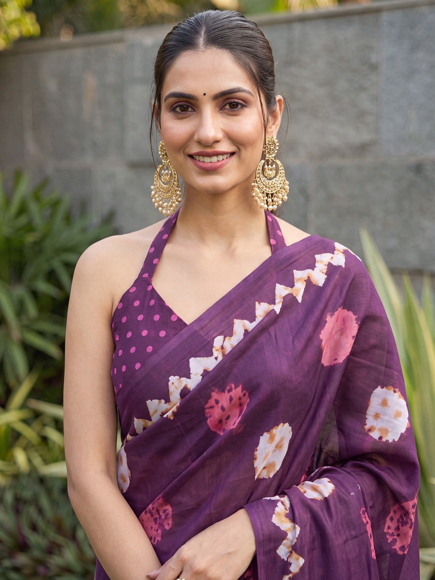 Purple Cotton saree – detail view 4
