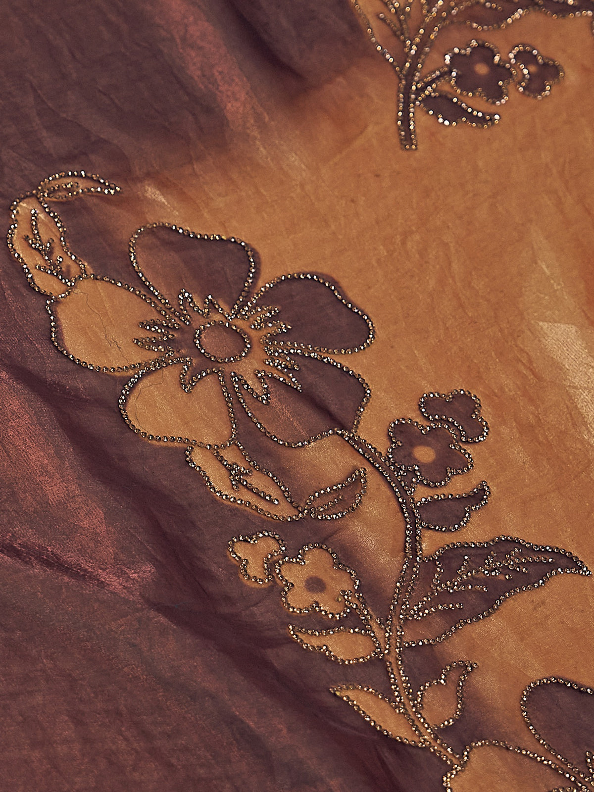 Bronze satin silk saree view 6
