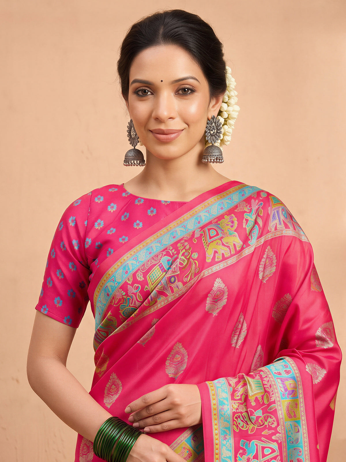 Pink Silk Blend saree – detail view 4
