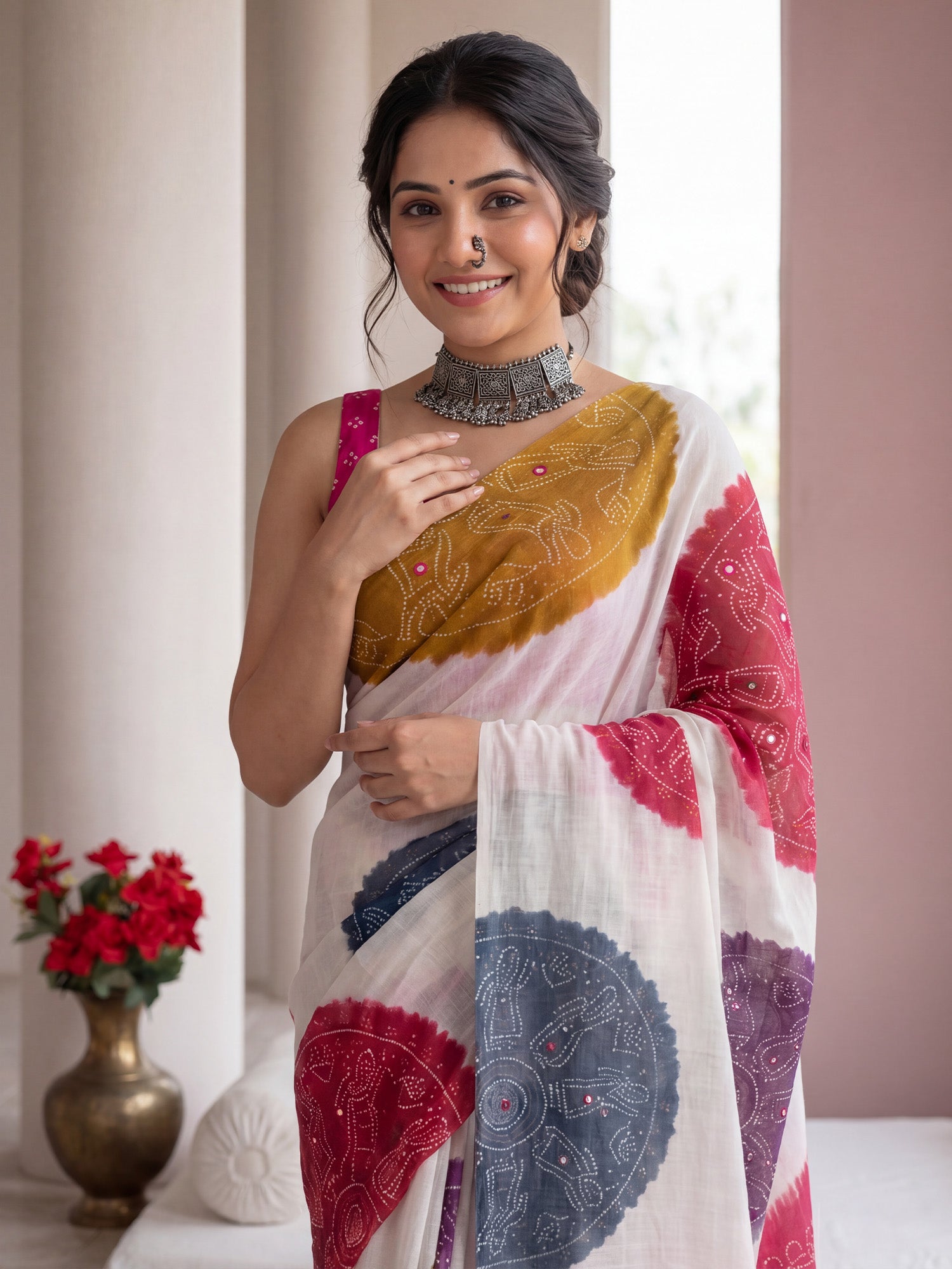 Off White Linen saree – detail view 4
