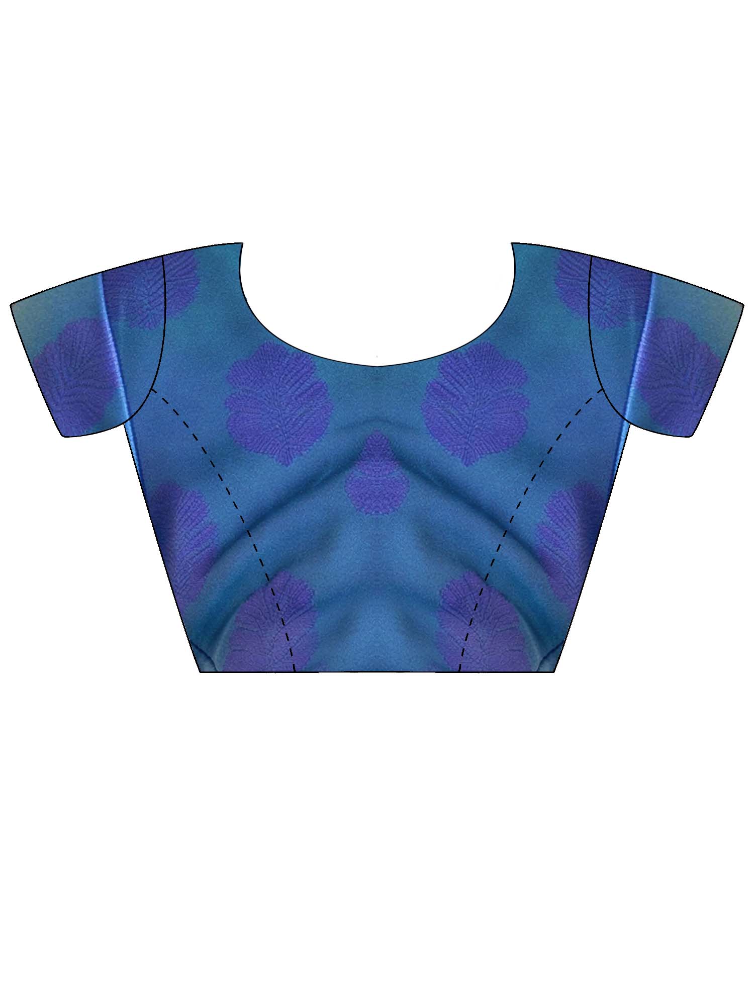 Unstitched navy blue silk blend blouse piece with wovendesign design