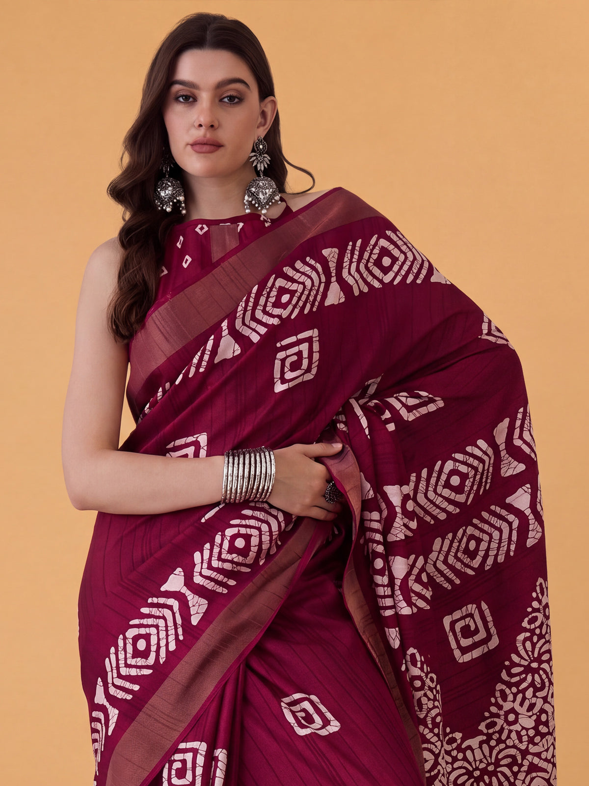 Magenta Silk Blend saree – detail view 4