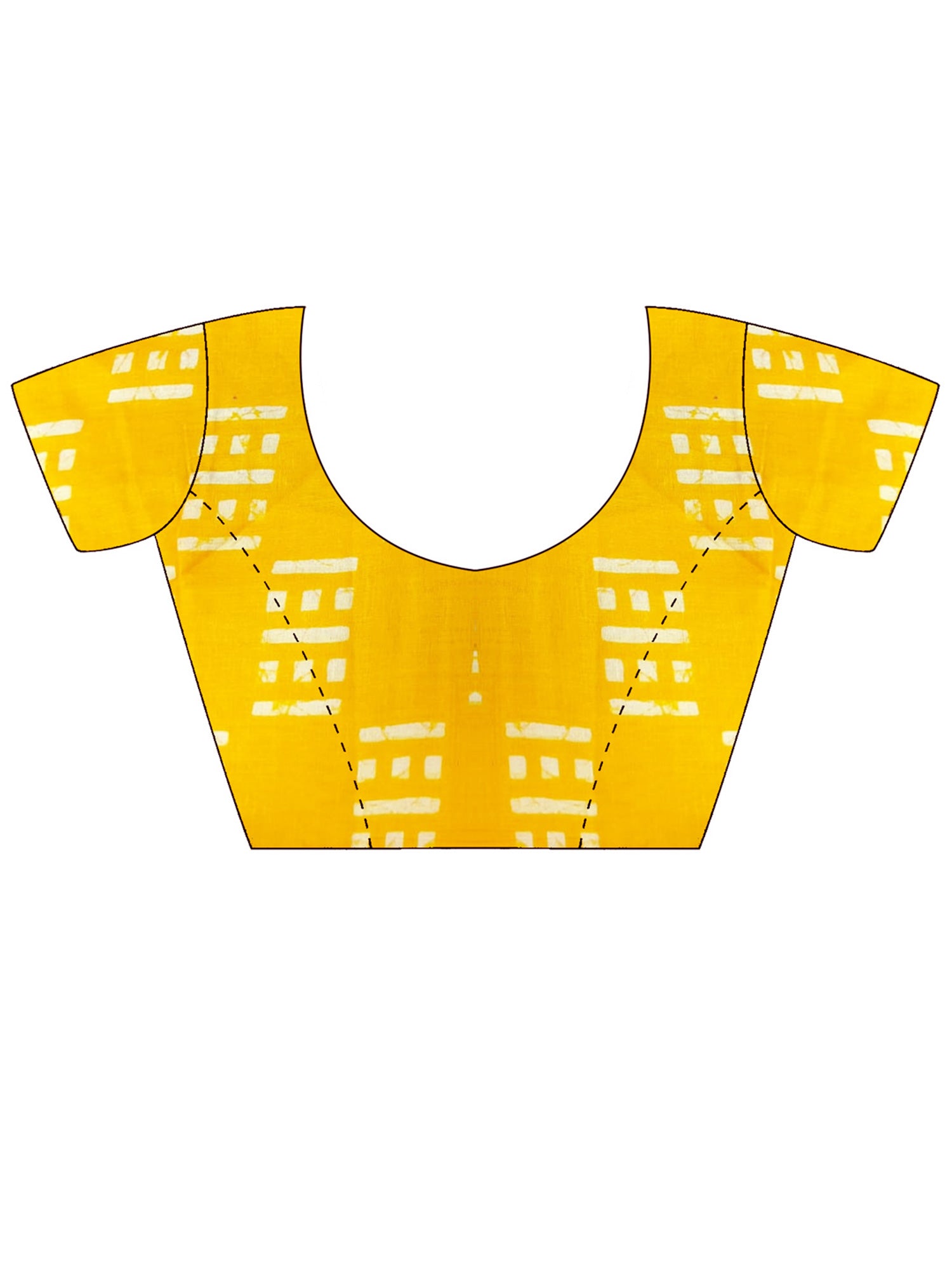 Unstitched yellow cotton blouse piece with ethnic motif design