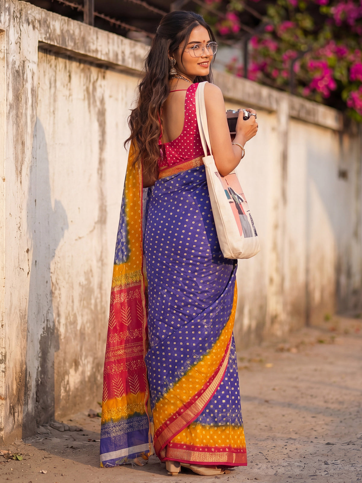 Blue Cotton saree – detail view 1