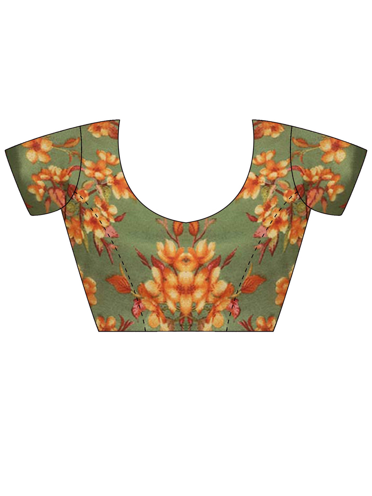 Unstitched green georgette blouse piece with floral design