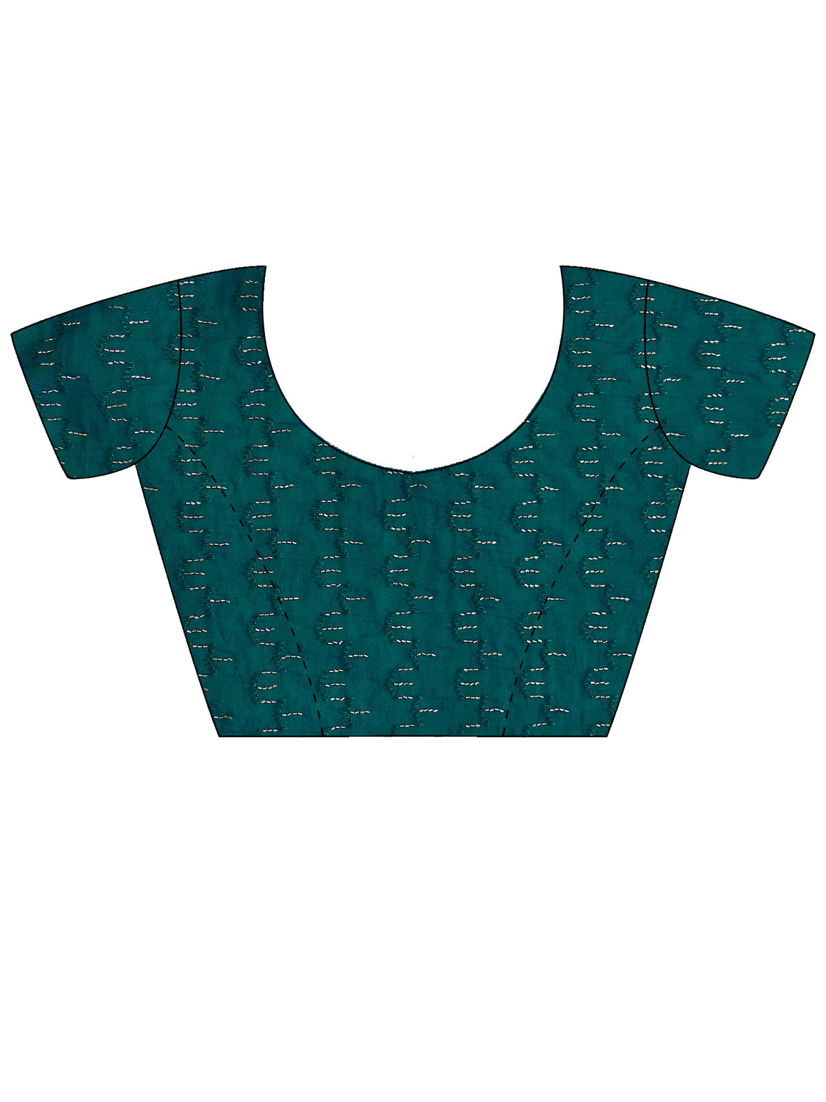 Unstitched teal green tissue blouse piece with embellished design