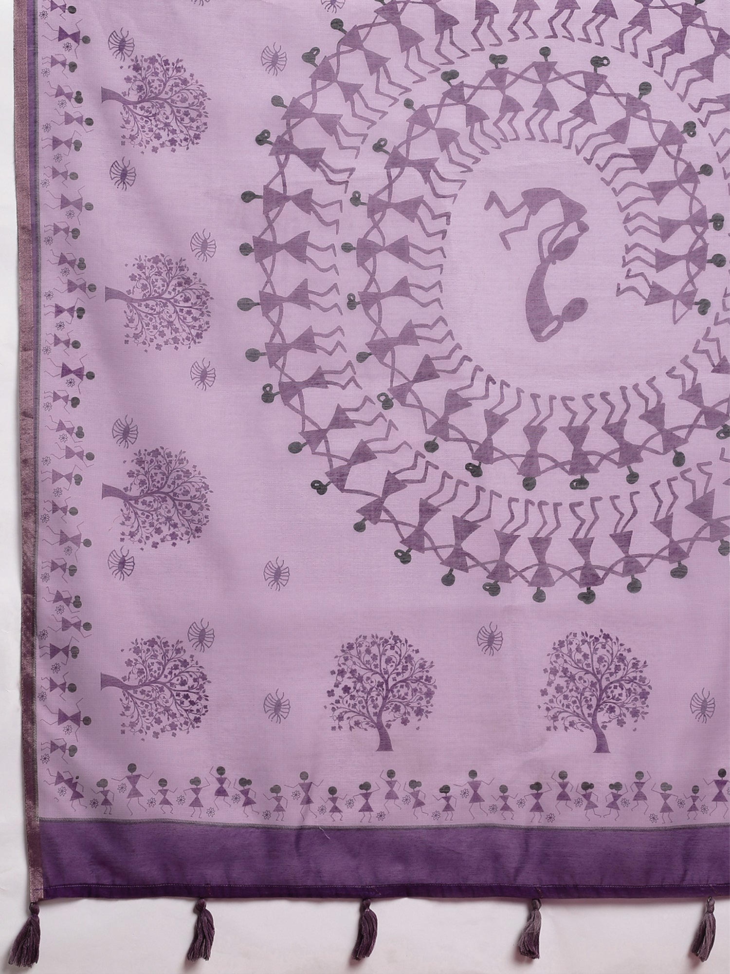 Lavender Cotton Linen saree – detail view 5