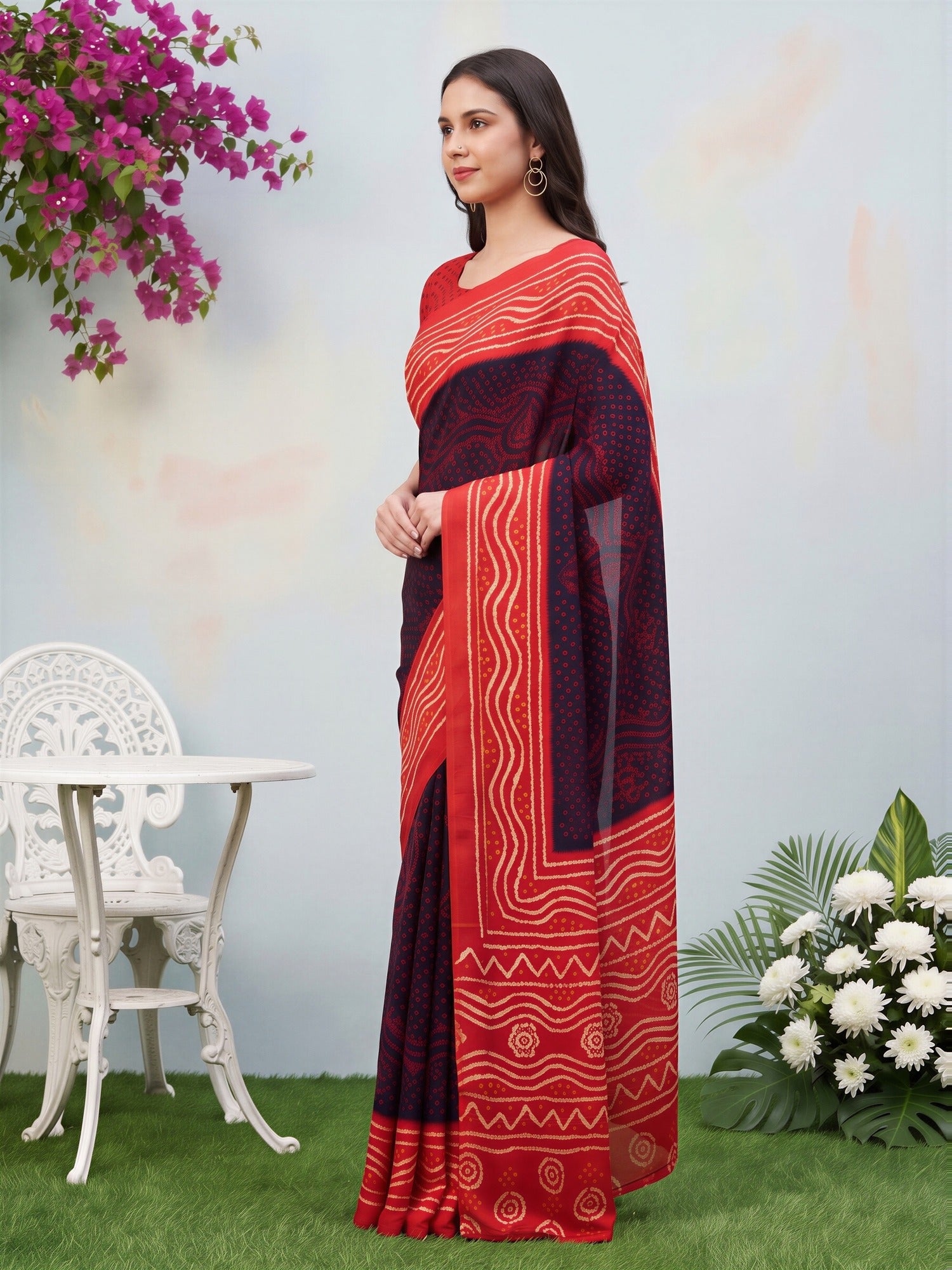 Black Satin Silk saree – detail view 2