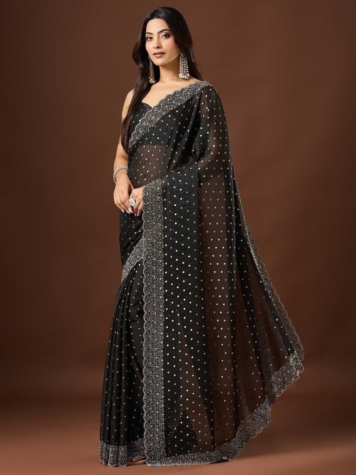 Black Silk Blend saree – detail view 2