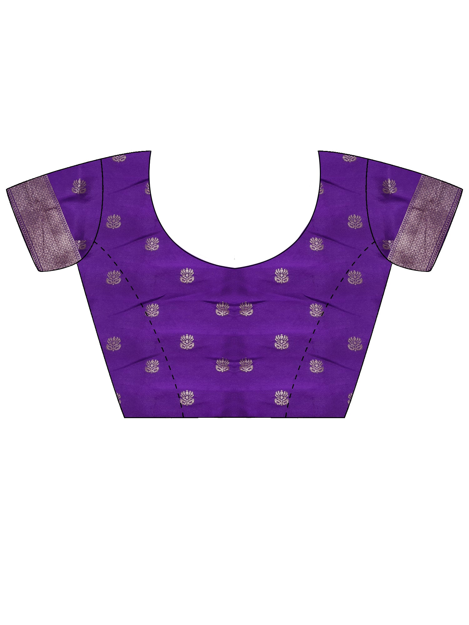 Unstitched purple silk blend blouse piece with zari butta design